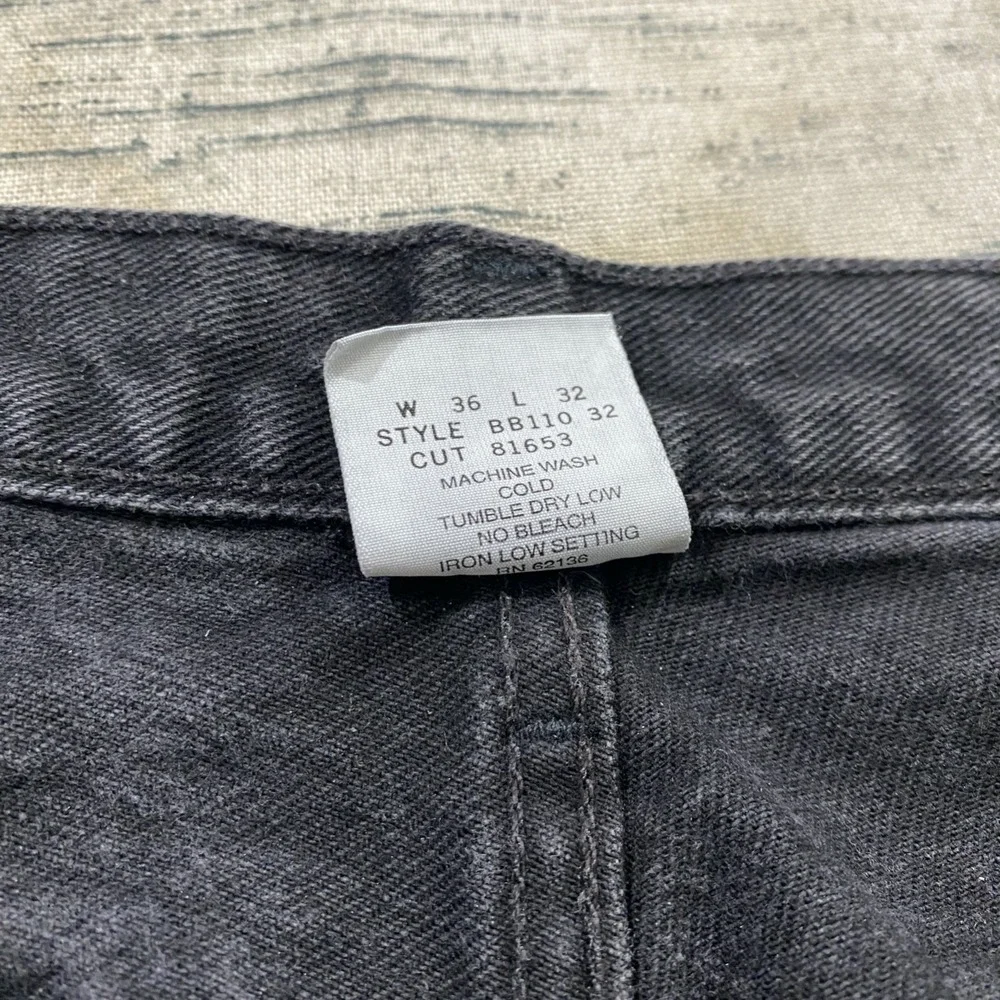 Guess Mens 36 (Fits 34x31) Straight Fit Vtg 90s Y2K Denim Jeans Black‎ Whiskers